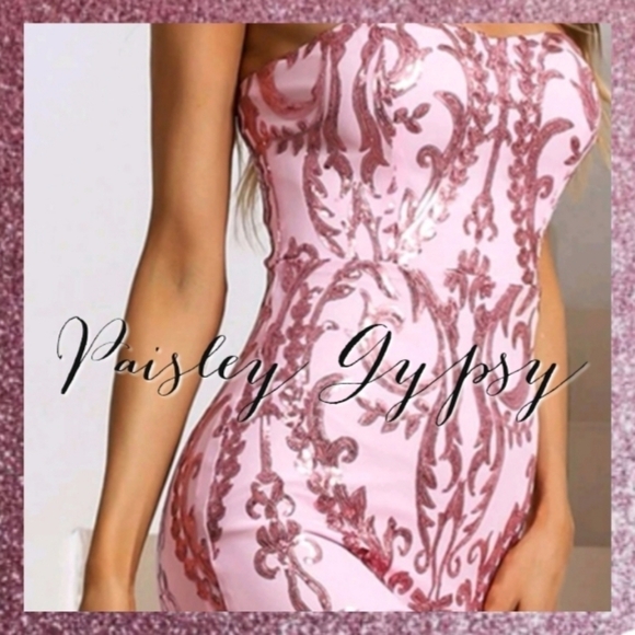 PINK MERMAID FLORAL EMBROIDERED PREMIUM BRAND AND QUALITY DRESS - Picture 6 of 16